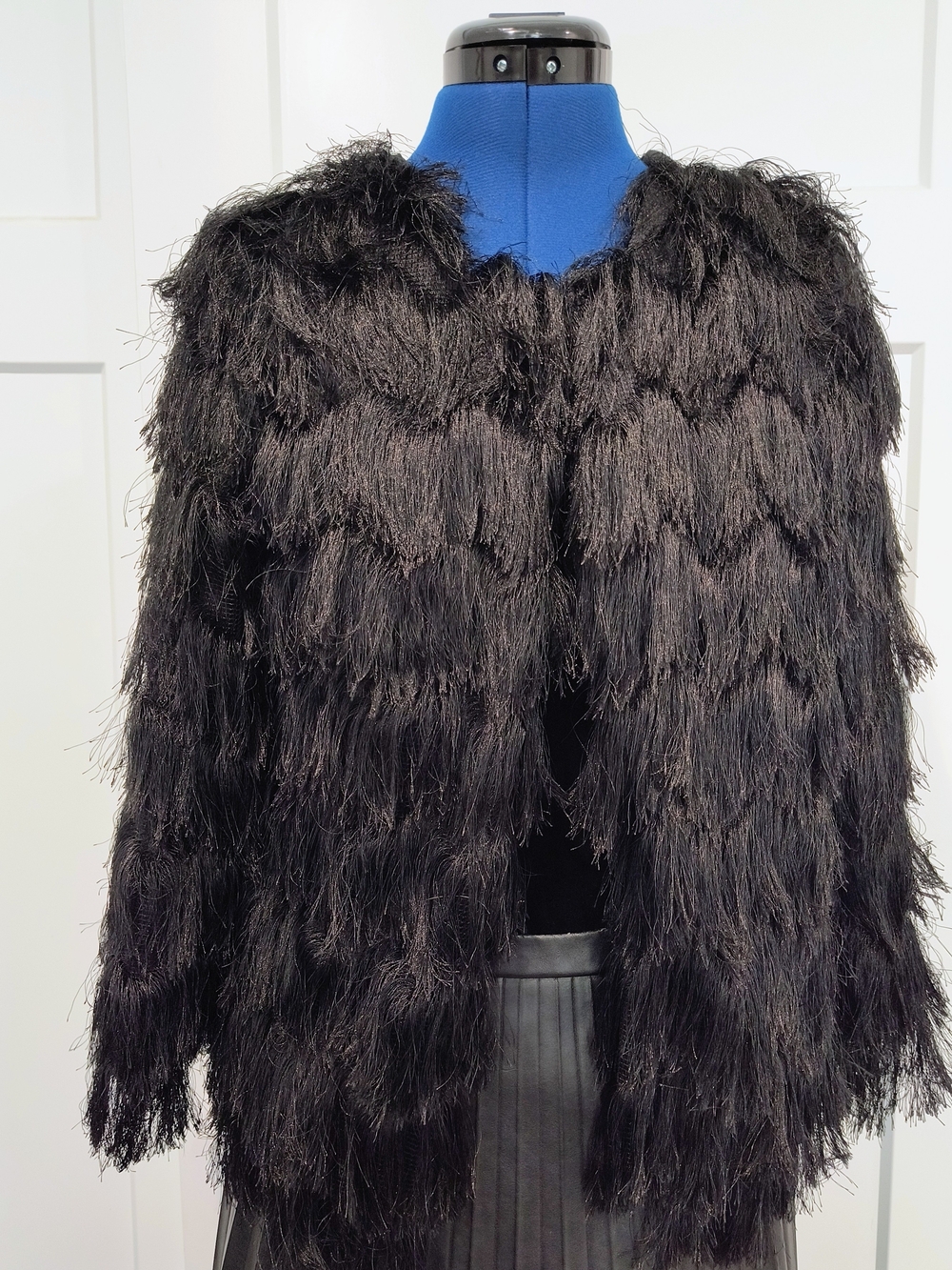 NWT TWELVE by Ontwelfth Shaggy Black Faux Fur Jacket, Size M